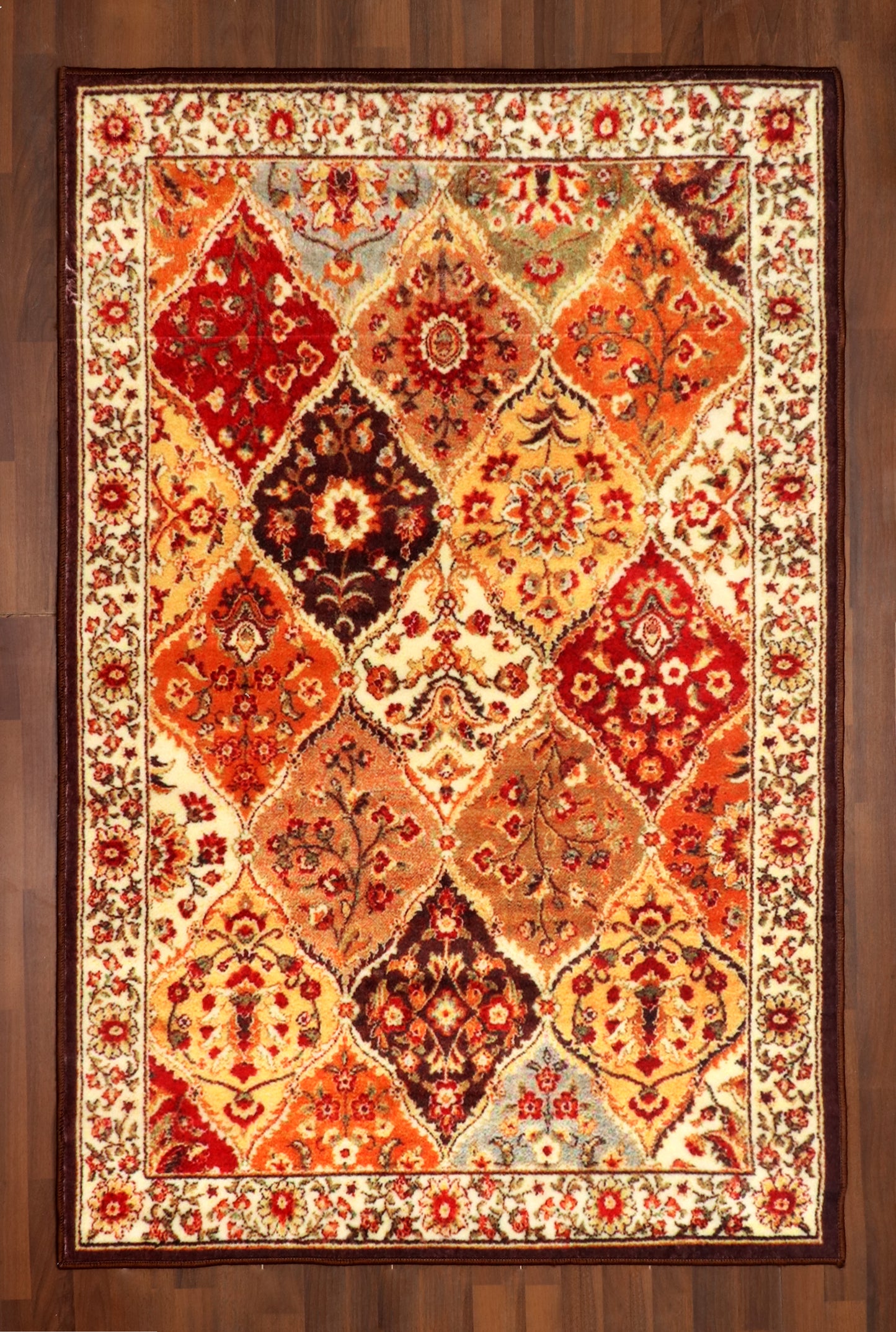 Multicolor Floral Medallion Area Non-Woven Rug with Felt Backing