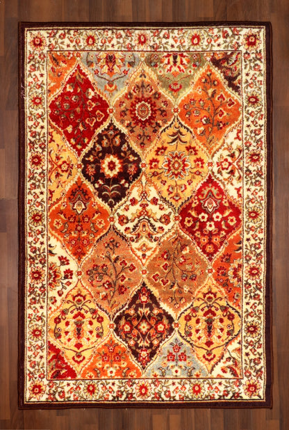 Multicolor Floral Medallion Area Non-Woven Rug with Felt Backing