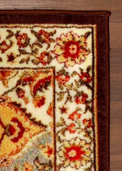 Multicolor Floral Medallion Area Non-Woven Rug with Felt Backing