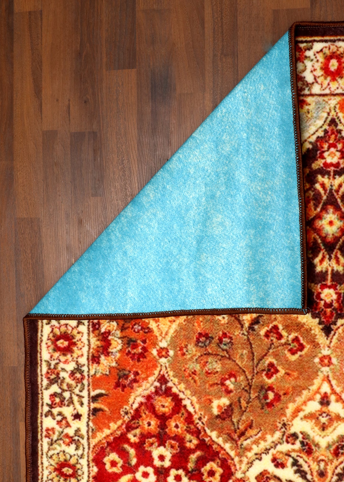 Multicolor Floral Medallion Area Non-Woven Rug with Felt Backing