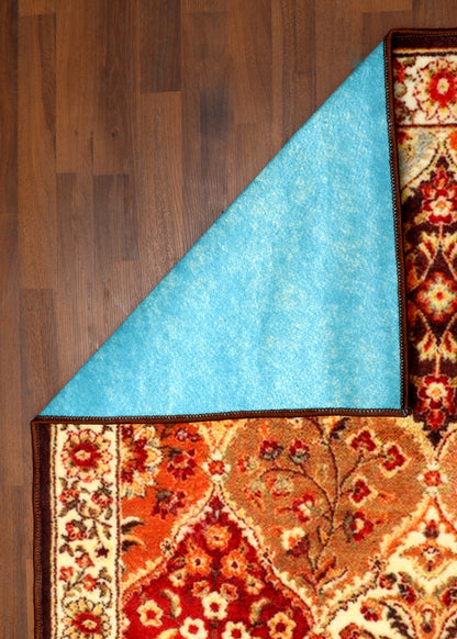 Multicolor Floral Medallion Area Non-Woven Rug with Felt Backing