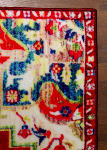 Vibrant Red Medallion Area Rug