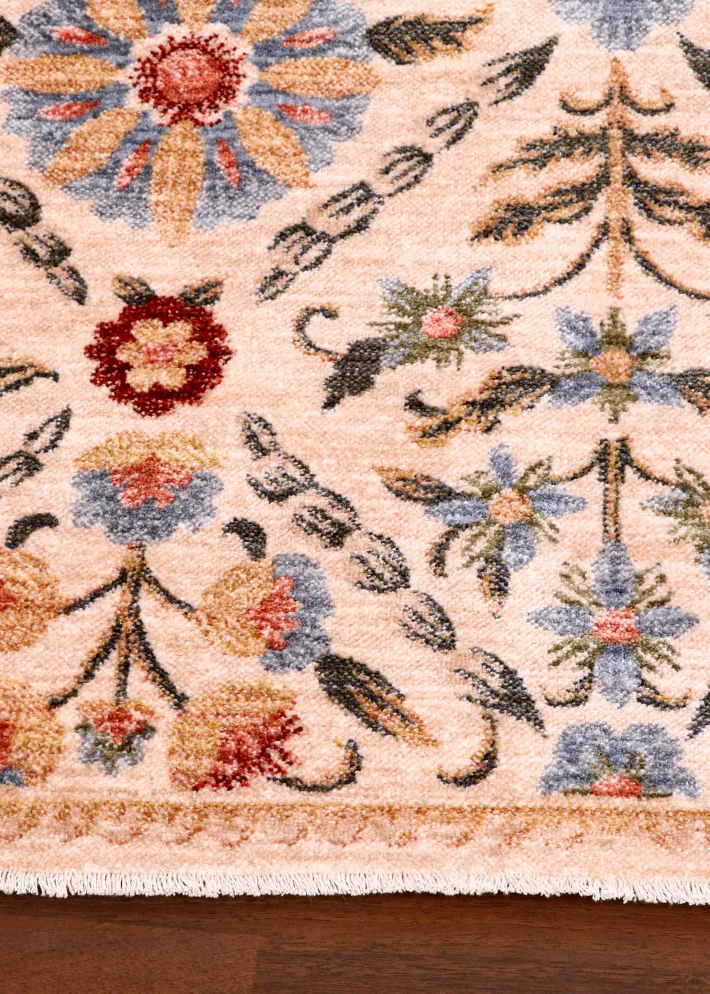 Classic Turkish Floral Garden Rug – Beige with Multicolor Blossom Pattern