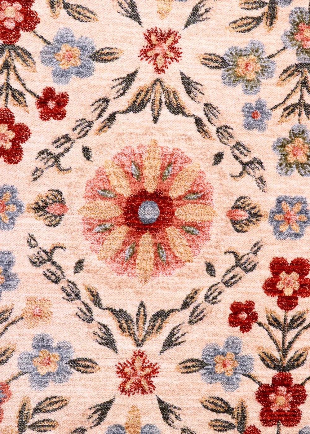 Classic Turkish Floral Garden Rug – Beige with Multicolor Blossom Pattern