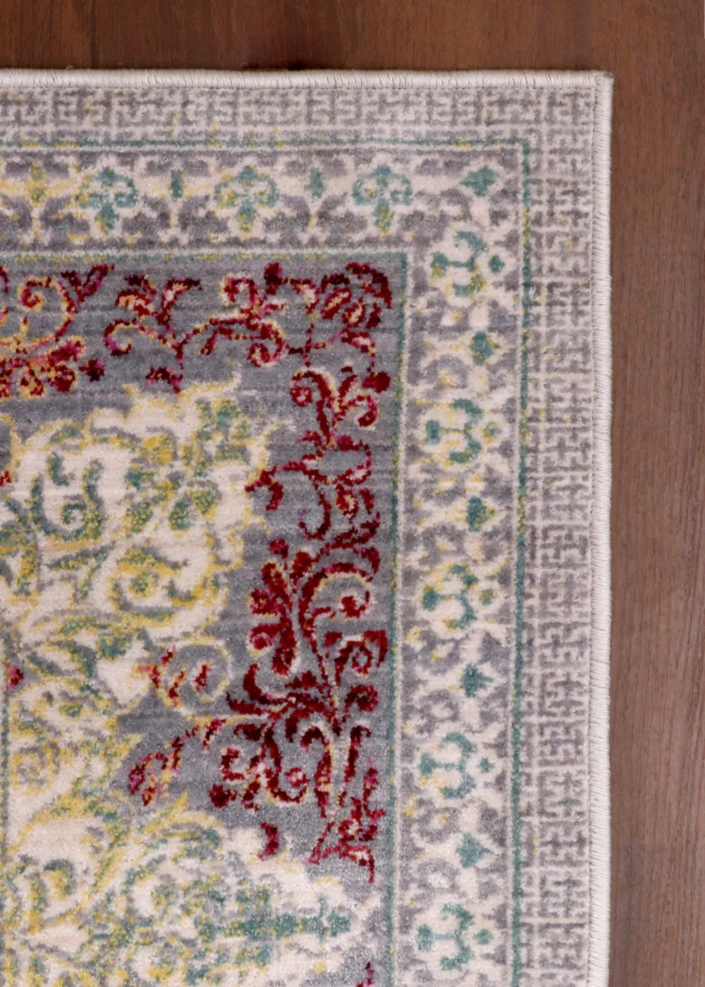 Luxury Turkish Palace Medallion Rug – Soft Grey with Gold & Blush Accents