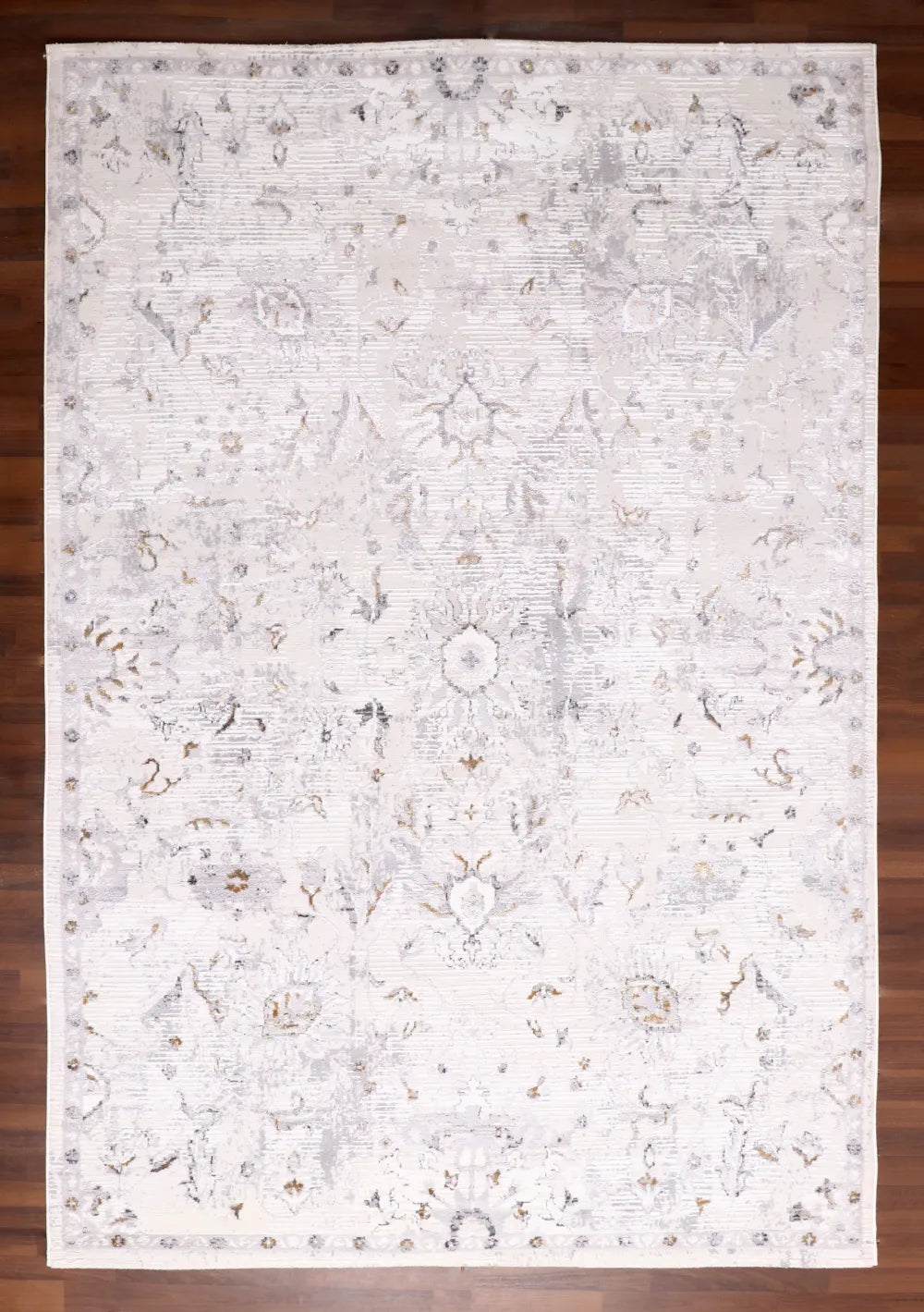 Modern Turkish Abstract Stripe Rug – Grey & Beige Tones