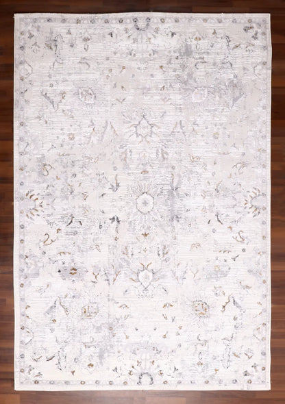 Modern Turkish Abstract Stripe Rug – Grey & Beige Tones