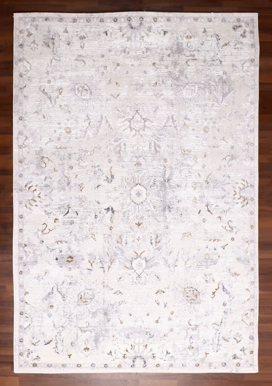 Modern Turkish Abstract Stripe Rug – Grey & Beige Tones