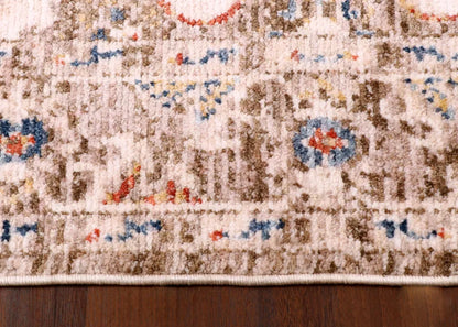 Vintage Turkish Medallion Rug – Soft Beige with Faded Traditional Motifs