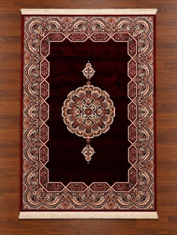 Burgundy & Cream Royal Medallion Turkish Area Rug