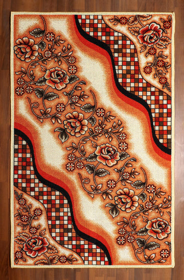 Swirling Elegance Multicolor Medallion Rug - Felt Backing