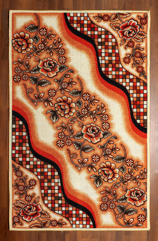 Swirling Elegance Multicolor Medallion Rug - Felt Backing