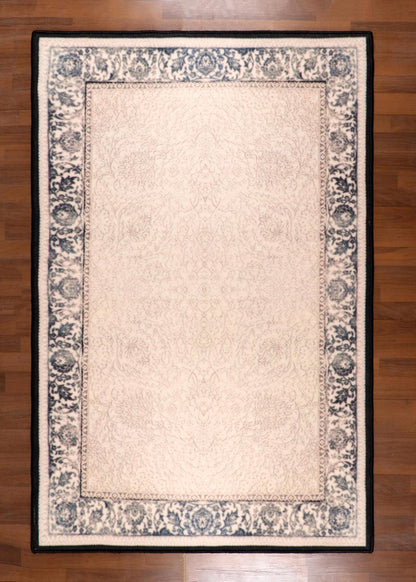 Ivory Elegance with Teal Border Rug