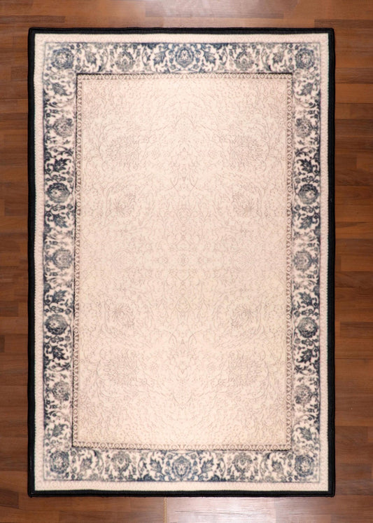 Ivory Elegance with Teal Border Rug