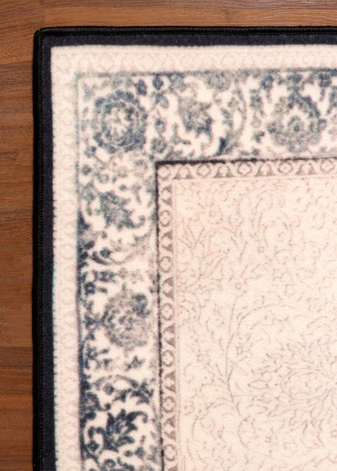 Ivory Elegance with Teal Border Rug