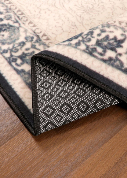 Ivory Elegance with Teal Border Rug