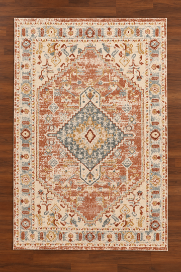 Rust & Slate Vintage Turkish Medallion Rug