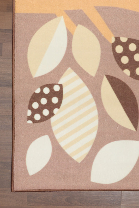 Brown Multi Color Tree Print Rug
