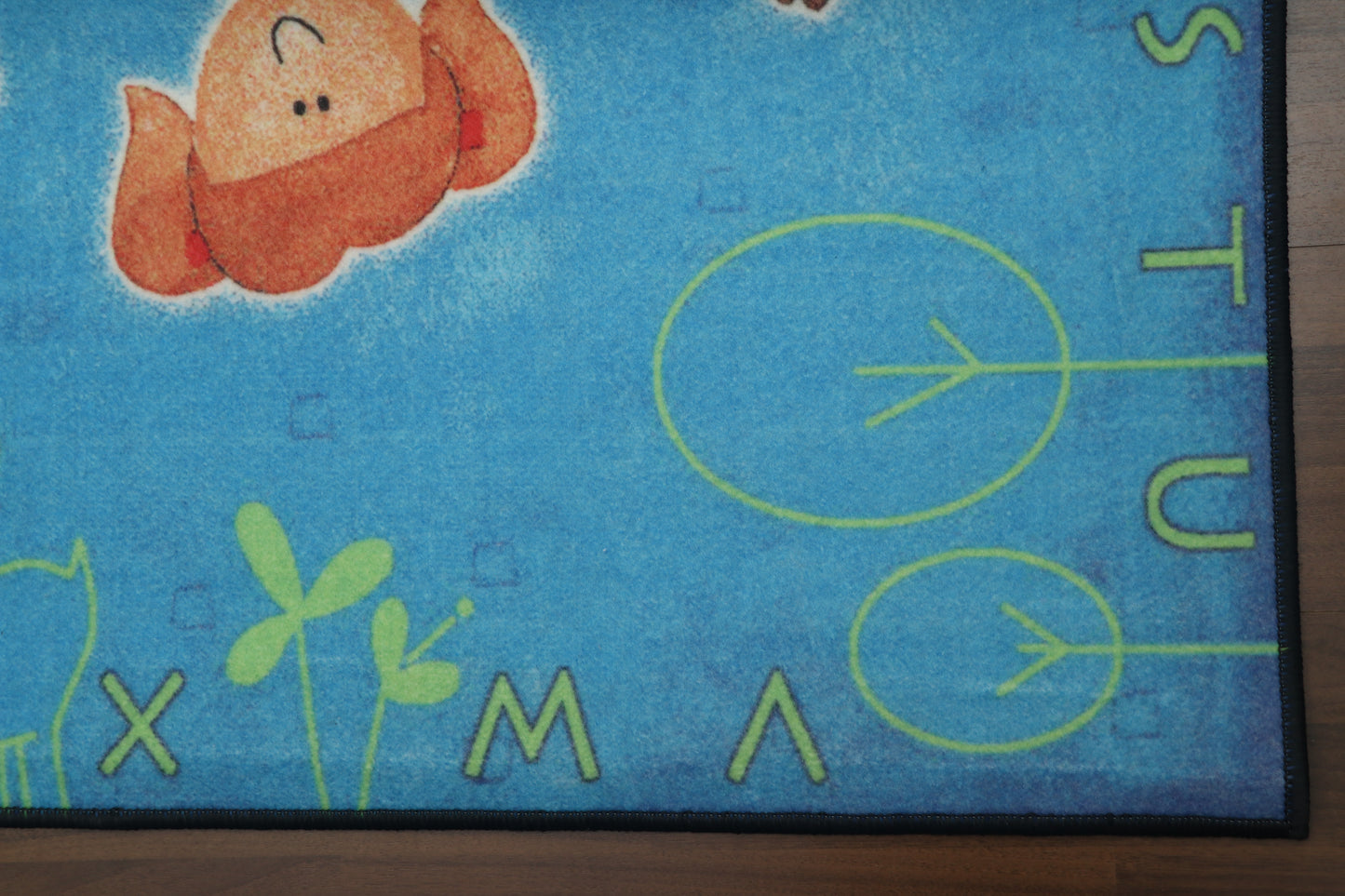 Blue Multi Color Kids Playing Print Rug