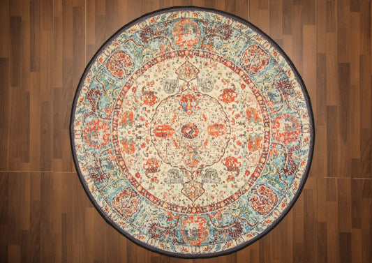 Multi Color Floral Print Rug