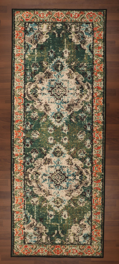 Green & Orange Traditional Print Runner