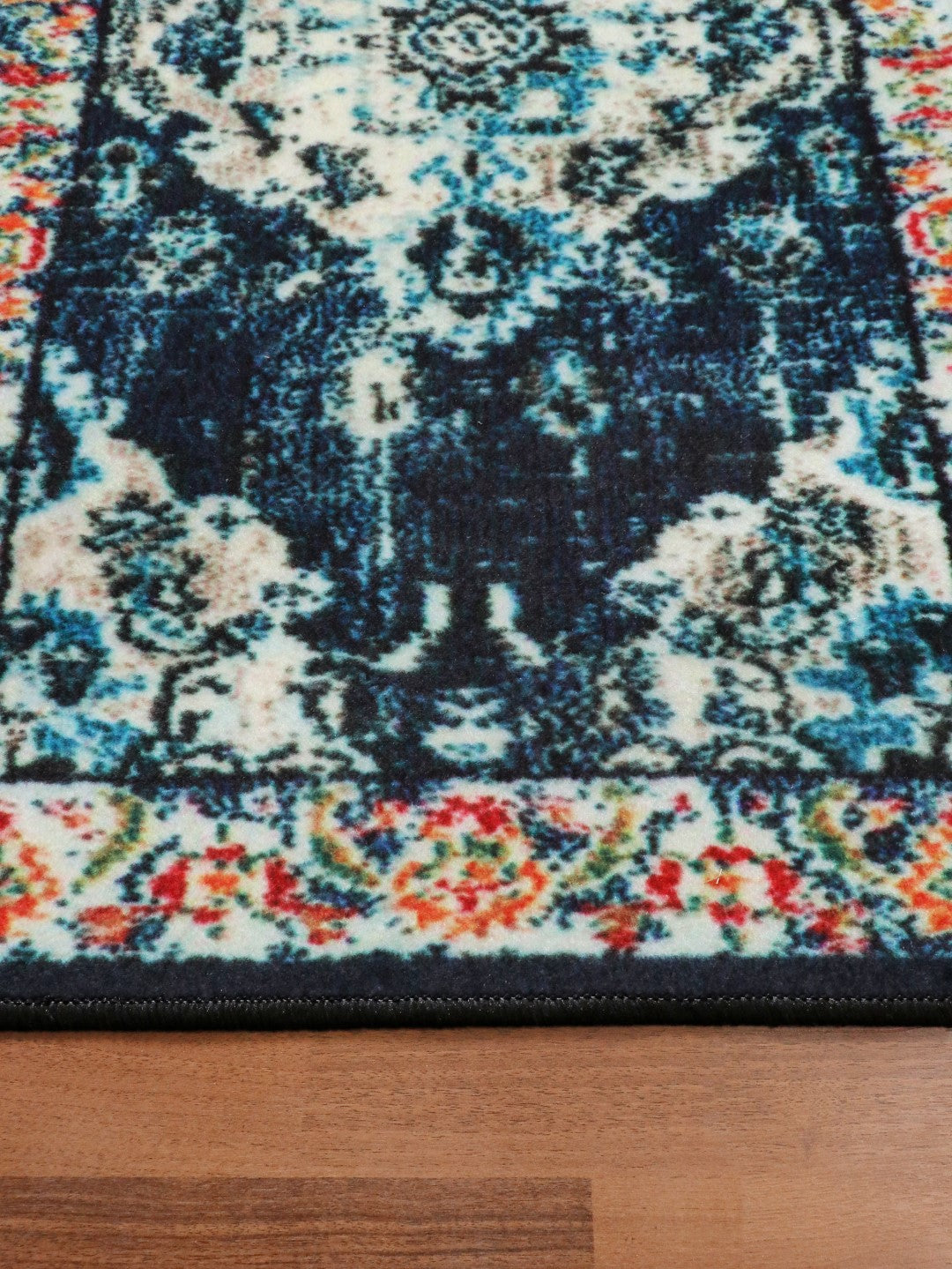 Dark Blue Multi Color Traditional Print  Runner
