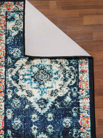 Dark Blue Multi Color Traditional Print  Runner