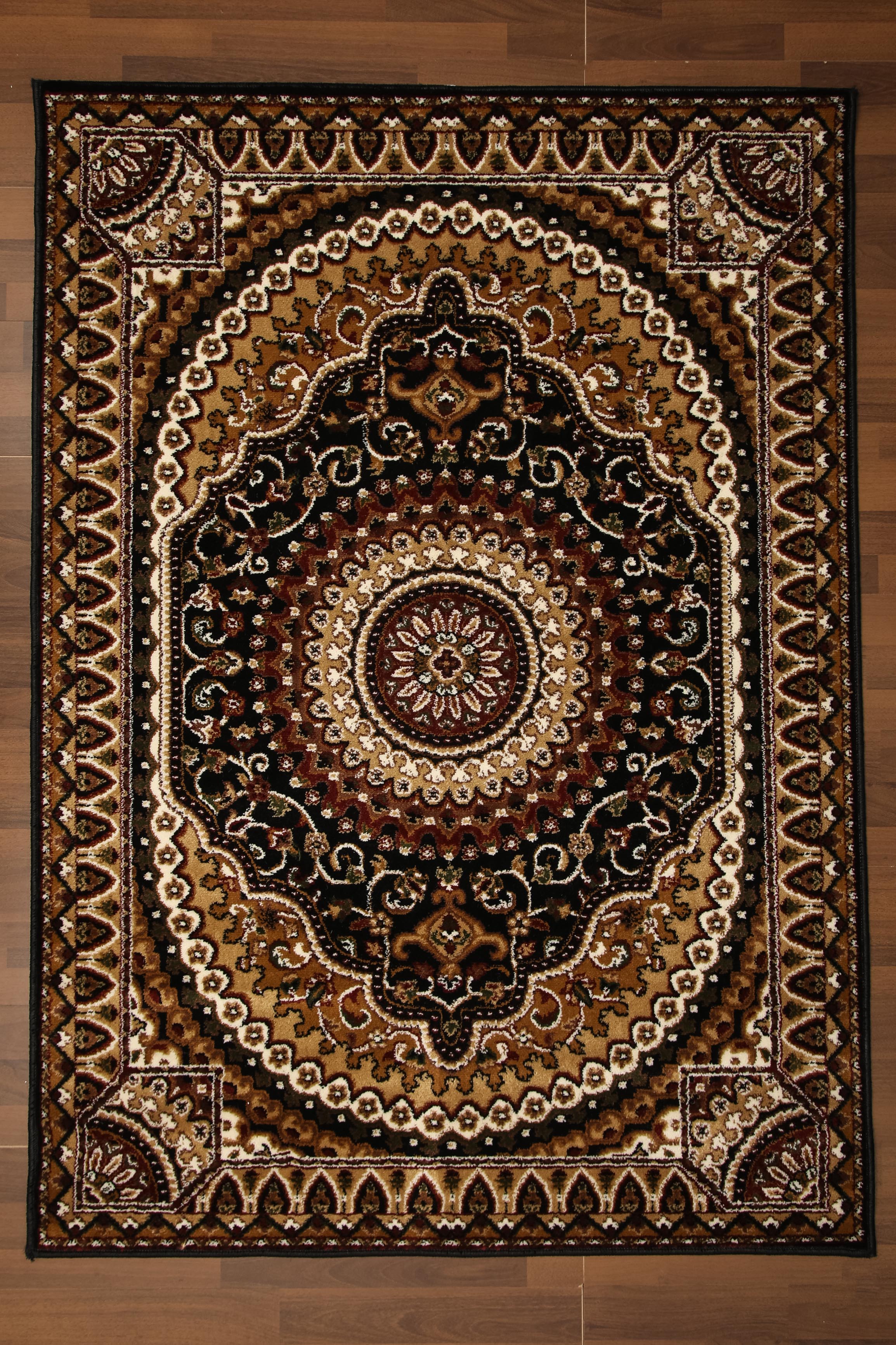 Black & Beige Traditional Design Rug – Nayyer Carpets