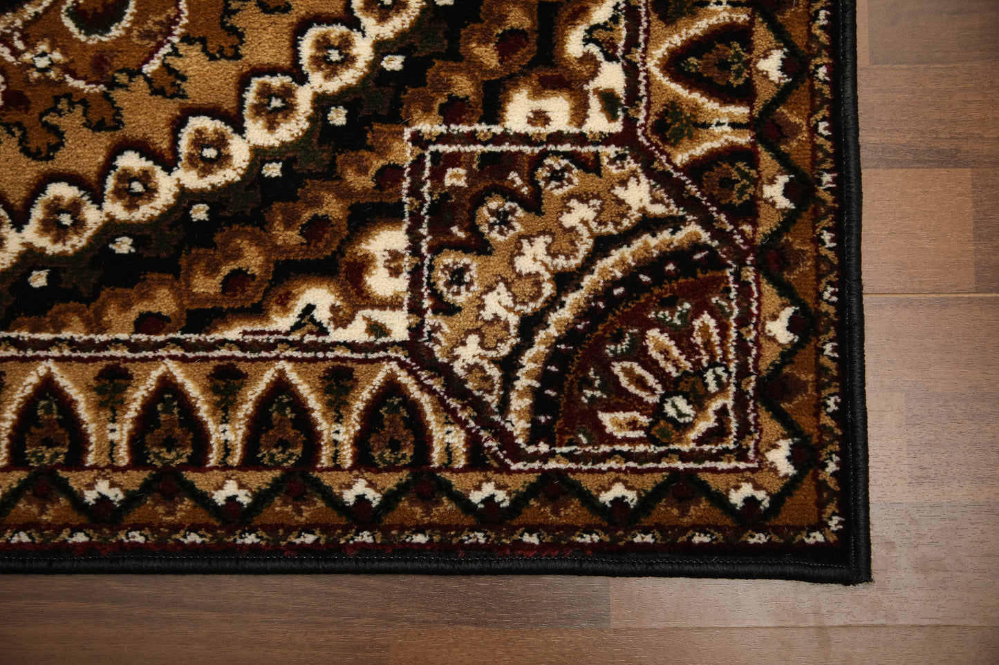 Black & Beige Traditional Design Rug