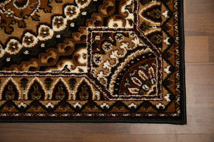 Black & Beige Traditional Design Rug