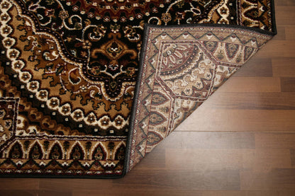 Black & Beige Traditional Design Rug