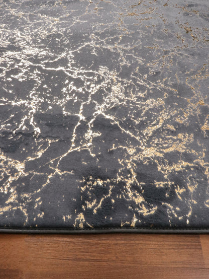 Grey Golden Abstract Engraved Fancy Rug